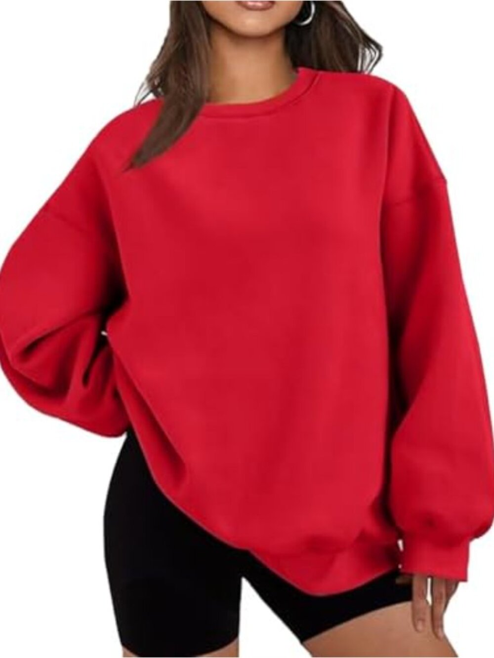Women's Fleece Crew Neck Pullover Sweatshirt Casual Long Sleeve